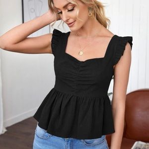 Ruched Front Peplum Top